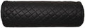 Neck Roll Pillow Cushion Cover, 16x5 Inch Full Moon Round Bolster Pillow Case, Cylinder Soft Lambskin Leather Pillowcase for Head, Spine & Neck Support During Sleep - Quilted Black Pack of 1
