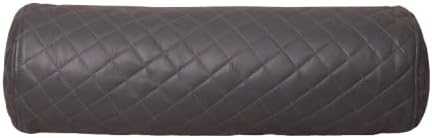 Neck Roll Pillow Cushion Cover, 18x6 Inch Full Moon Round Bolster Pillow Case, Cylinder Soft Lambskin Leather Pillowcase for Head, Spine & Neck Support During Sleep - Quilted Charcoal Grey Pack of 1