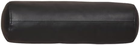 Neck Roll Pillow Cushion Cover, 20x6 Inch Full Moon Round Bolster Pillow Case, Cylinder Soft Lambskin Leather Pillowcase for Head, Spine & Neck Support During Sleep - Black Pack of 1