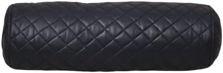Neck Roll Pillow Cushion Cover, 22x5 Inch Full Moon Round Bolster Pillow Case, Cylinder Soft Lambskin Leather Pillowcase for Head, Spine & Neck Support During Sleep - Quilted Gun Metal Blue Pack of 1