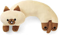 U-Shaped Cat Plush Pillow, Cute Plushies, 20" - Ultrasoft Cat Stuffed Animal, Birtday Gift (Brown)