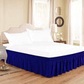 Royal Blue Wrap Around Bed Skirts with 16" Drop - Three Sides Fabric Adjustable Elastic Dust Ruffle Silky Soft -600 TC Stretchy Bed Skirt-Queen XL(60"X 84") Royal Blue