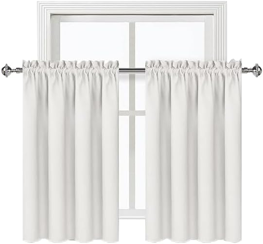 DWCN Short Ivory Blackout Curtains for Small Window, Thermal Insulated Energy Saving Room Darkening Curtains for Kitchen/Bedroom (W42 x L36 inch, Set of 2 Panels, Top of Rod Pocket)