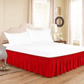 Red Wrap Around Bed Skirts with 16" Drop - Three Sides Fabric Adjustable Elastic Dust Ruffle Silky Soft -600 TC Stretchy Bed Skirt-Queen(60"X 80") Red