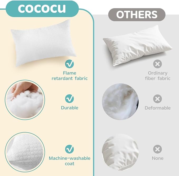 Toddler Pillow for 2-5 Year Olds,Organic Cotton Toddler Crib Pillow with Washable Cover,13x18 Inch White Pillow for Toddler Bed