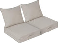 Outdoor Olefin Water-Resistant Deep Seat Cushion Set, 2PCS Weather and Fade Resistant 24''x 24''x 6'' Patio Furniture Seat Cushion, Thickened Sofa Chair Pad for Lawn, Garden, Gray Apricot