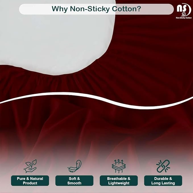 NON Sticky cotton Queen Size Sleeper Sofa Sheets, 4 Piece Egyptian Cotton Bed Sheet Set for Sofa Bed, 10" Deep Pocket for Pull Out Couch Mattress, 60" x 75", Burgundy Solid, Soft & Breathable