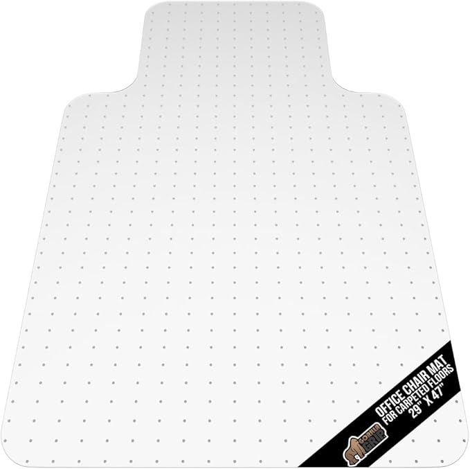 GORILLA GRIP Slip Resistant Office Chair Mat for Carpet Floors, Smooth Glide Under Desk Carpeted Floor Protector, Heavy Duty Plastic Computer Mats for Rolling Work and Gaming Chairs 29x47 Lip, Clear