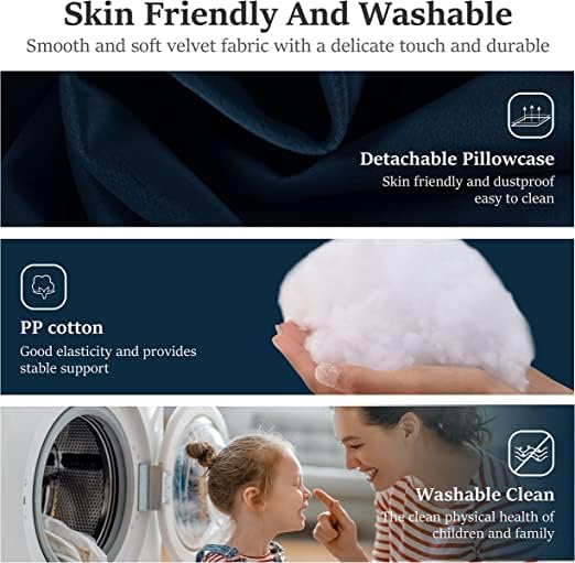 Wedge Headboard Pillow Dorm Room Reading Pillow Back Support for Sitting Up in Bed Bolster Lumbar Cushion Body Positioning Bedrest Velvet 54in Navy Blue Full