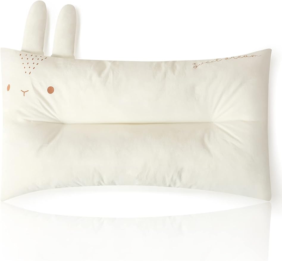 Choc chick Toddler Pillow,20X12inches Machine Washable 100% Cotton Pillowcase Soft Hypoallergenic Kids Pillows,Child Cute Animal Perfect Toddler Pillows for Sleeping 2 Years Old (Rabbit)
