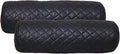 Neck Roll Pillow Cushion Cover, 14x7 Inch Full Moon Round Bolster Pillow Case, Cylinder Soft Lambskin Leather Pillowcase for Head, Spine & Neck Support During Sleep - Quilted Gun Metal Blue Pack of 2