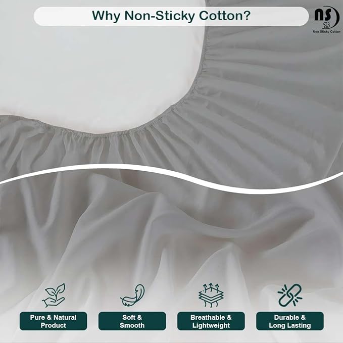 NON Sticky cotton Full Size Sleeper Sofa Sheets, 4 Piece Egyptian Cotton Bed Sheet Set for Sofa Bed, 10" Deep Pocket for Pull Out Couch Mattress, 54" x 75", Light Grey Solid, Soft & Breathable