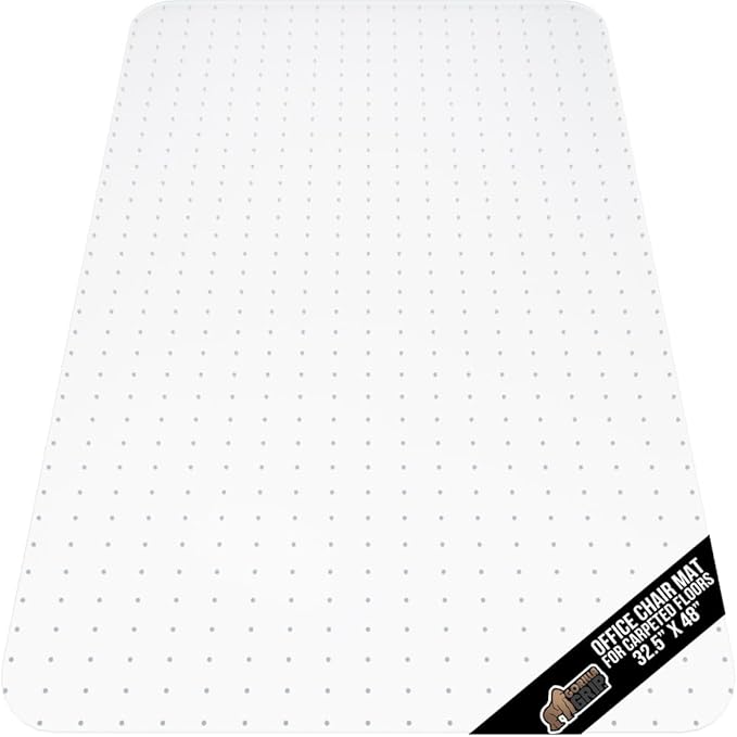 GORILLA GRIP Slip Resistant Office Chair Mat for Carpet Floors, Smooth Glide Under Desk Carpeted Floor Protector, Heavy Duty Plastic Computer Mats for Rolling Work and Gaming Chairs 32.5x48, Clear