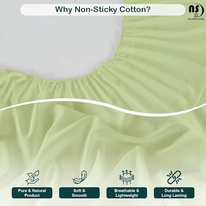 NON Sticky cotton Queen Size Sleeper Sofa Sheets, 4 Piece Egyptian Cotton Bed Sheet Set for Sofa Bed, 7" Deep Pocket for Pull Out Couch Mattress, 60" x 75", Sage Solid, Soft & Breathable