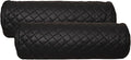 Neck Roll Pillow Cushion Cover, 14x6 Inch Full Moon Round Bolster Pillow Case, Cylinder Soft Lambskin Leather Pillowcase for Head, Spine & Neck Support During Sleep - Quilted Black Pack of 2