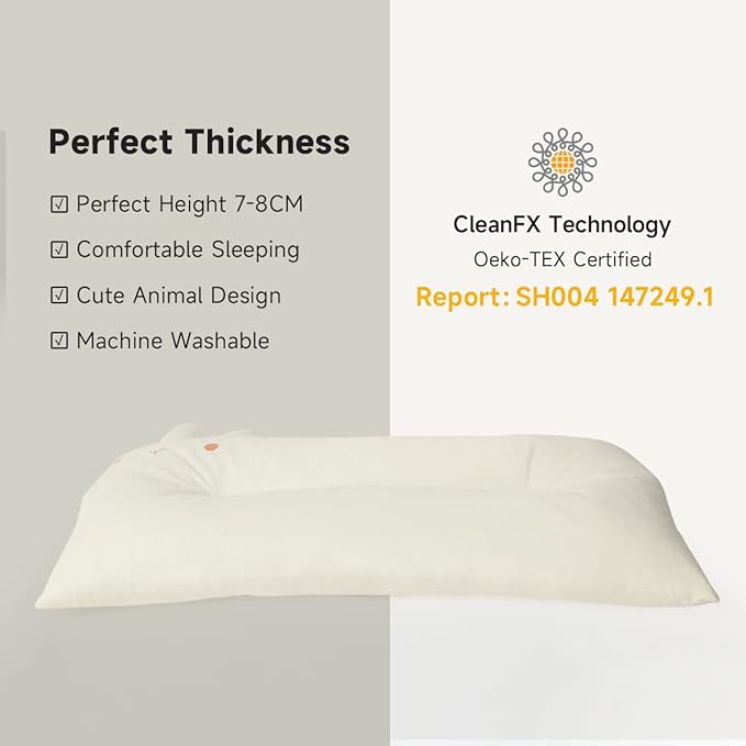 Choc chick Toddler Pillow,20X12inches Machine Washable 100% Cotton Pillowcase Soft Hypoallergenic Kids Pillows,Child Cute Animal Perfect Toddler Pillows for Sleeping 2 Years Old (Rabbit)