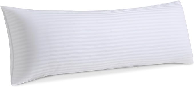 Oubonun Premium Striped Body Pillow, Breathable Cooling Cotton Cover, Soft and Fluffy 3D Down Alternative Microfiber Filled, Long Bed Pillow for Side Sleepers, 20"x54"