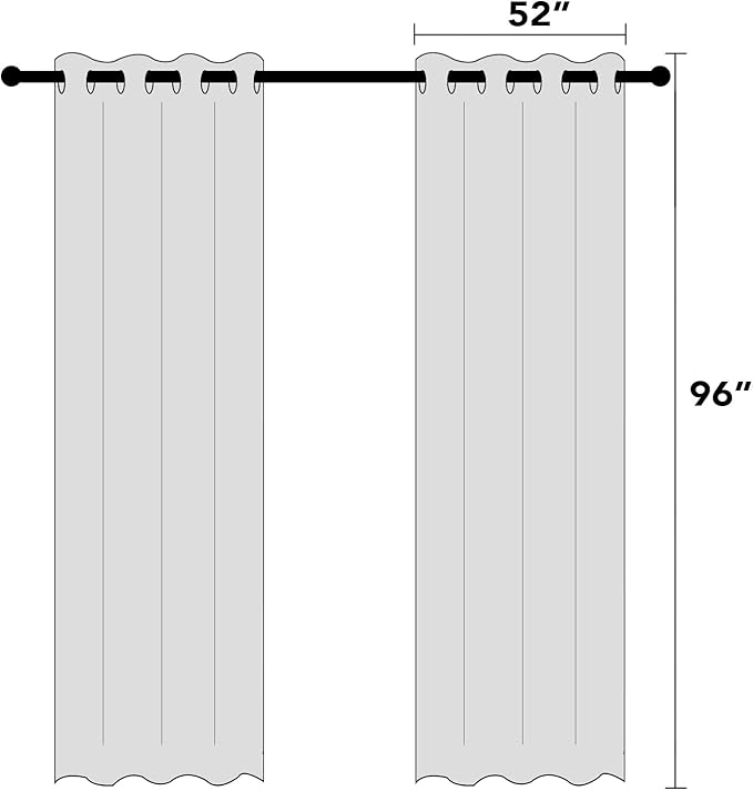 PrinceDeco 100% Blackout Linen Curtains for Bedroom Faux Linen Fabric Extra Long Curtains 96 Inches Long Room Darkening Sun Blocking Curtain with White Liner Backing,52 X 96In,Glacier Grey