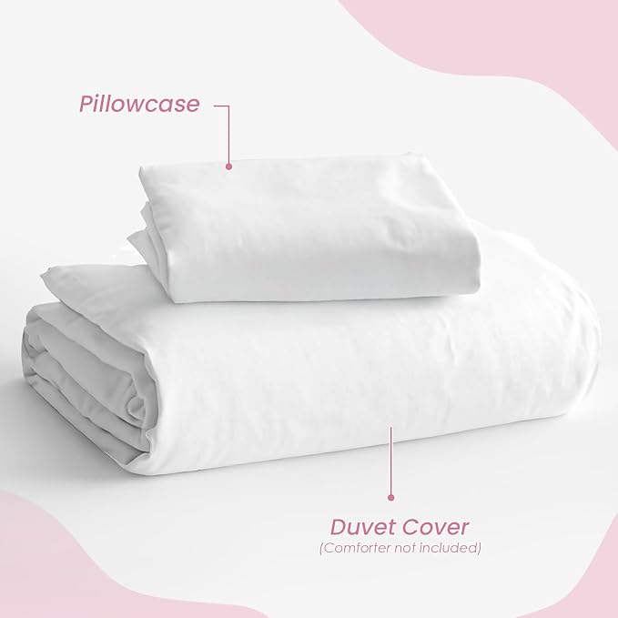 SANDJEST White Duvet Cover Sets Twin Size for Kids Boys Girls, Include 1 Polyester Comforter Cover 68x86 Inches and 1 Pillowcase 20x26 Inches, Comforter Not Included, Gift for Christmas Birthday