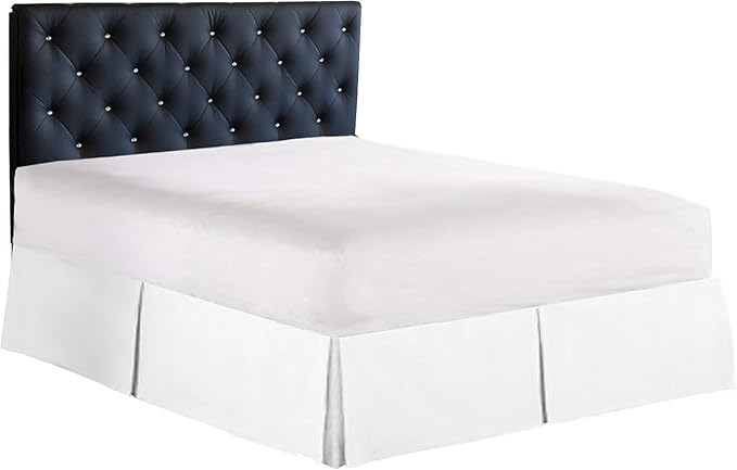 100% Cotton 800 Thread Count Box Pleated Bed Skirt - Luxury Pleated Dust Ruffle, Hotel Quality Modern Bed Skirt, Easy Fit with 12 Inch Tailored Drop, Twin, White