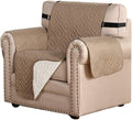 H.VERSAILTEX Reversible Chair Cover Furniture Protector Anti-Slip Couch Cover Water Resistant 2" Elastic Straps Chair Slipcover Pets Fit Sitting Width Up to 21" (Chair:75" x 65", Taupe Brown/Beige)