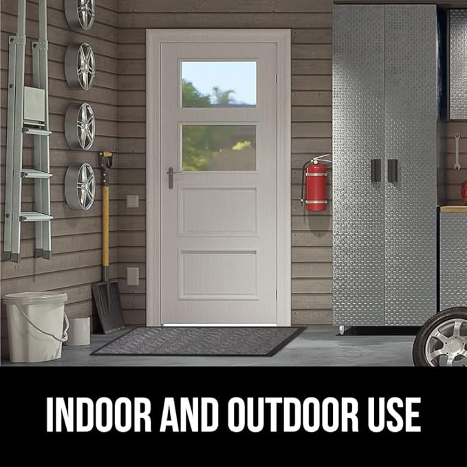 GORILLA GRIP 100% Waterproof All-Season WeatherMax Doormat, 47x35, Durable Natural Rubber, Stain and Fade Resistant, Low Profile, Indoor Outdoor Door Mats, Easy Clean Patio Entrance Mat, Steel Chevron