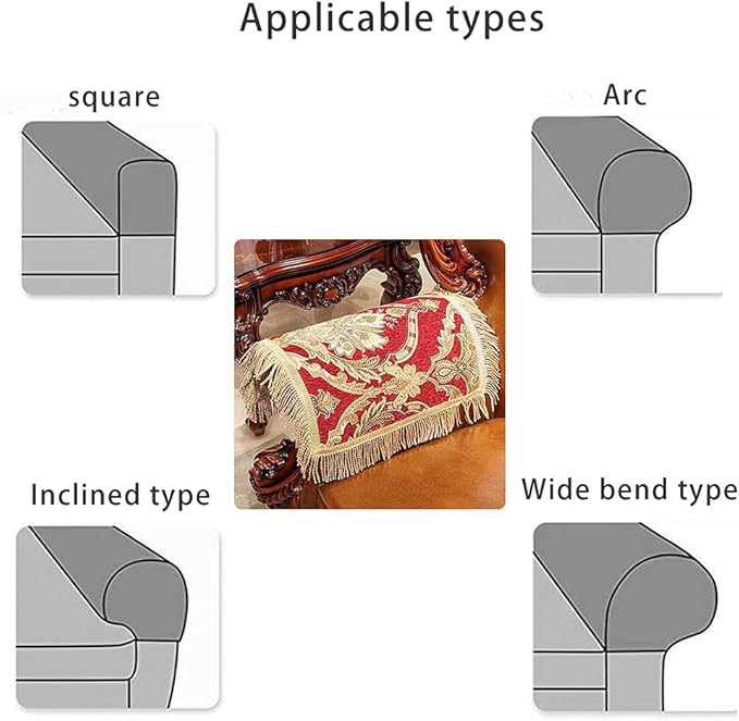 LUFEIJIASHI Luxury armrest Couch arm Covers for recliners Sofas Chairs Anti-Slip Furniture Protector Set of 2 (MLK-red)