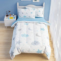 SANDJEST Star and Moon Comforter Set Twin Size 68x86in for Kids Boys Girls Unisex, Microfiber 3 Pcs Bedding Set Includes 1 Comforter, 1 Pillowcase, 1 Fitted Sheet, Nursery Room Decor