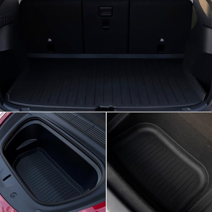 6Pcs Floor Mats for Tesla Model Y 2021/2022/2023/2024 Accessories, TPE All Weather Anti-Slip Waterproof 3D Front Frunk Rear Trunk Cargo Liner Tray Mats
