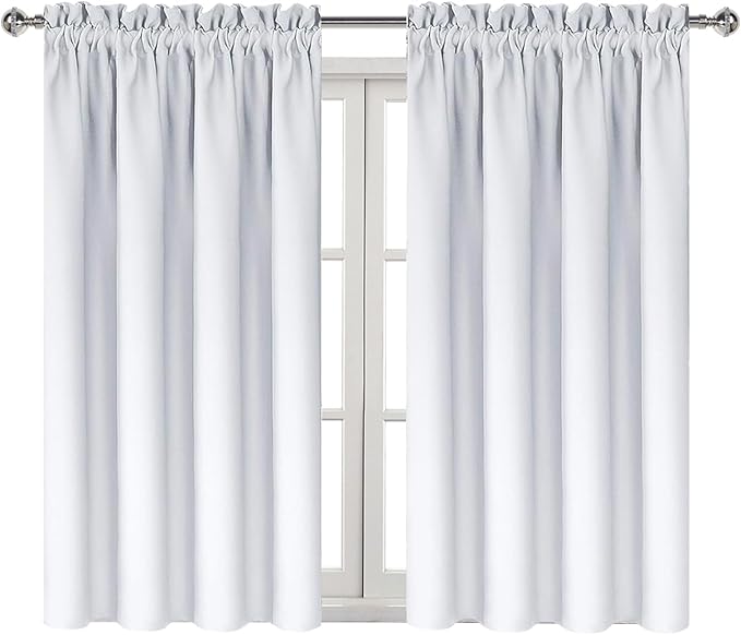 DWCN White Room Darkening Blackout Curtains - Thermal Insulated Privacy Energy Saving Window Curtain Drapes 52 x 54 inch Length, Set of 2 Bedroom Living Room Curtains