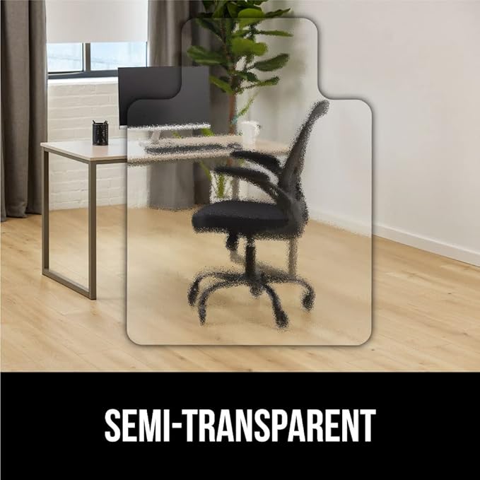 GORILLA GRIP Office Chair Mat for Hardwood Floors, 29x47 Smooth Glide Slip Resistant Under Desk Hard Wood Floor Protector, Stay in Place Plastic Computer Mats for Rolling Office Chairs, Clear