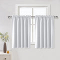 DWCN White Room Darkening Curtains for Kitchen/Bedroom, 60 x 36 inches Long - Energy Saving Window Drapes for Nursery with Rod Pocket, Set of 2 Panels