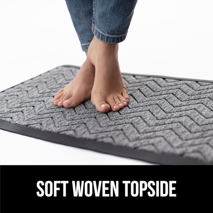 GORILLA GRIP 100% Waterproof All-Season WeatherMax Doormat, 47x35, Durable Natural Rubber, Stain and Fade Resistant, Low Profile, Indoor Outdoor Door Mats, Easy Clean Patio Entrance Mat, Steel Chevron
