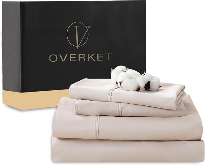 100% Egyptian Cotton Sheets Cal King Sheet Set 4PCS 1000 Thread Count Sateen Weave Soft Breathable 16-Inch Deep Pocket（California King,Dusty Pink）