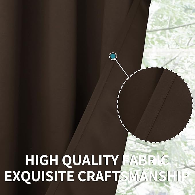 BGment Small Brown Kitchen Curtains 36 Inch Length - Chocolate Half Drapes Thermal Insulated Privacy Blinds for Cafe Bathroom Window Over Sink, 29 x 36 Inch, 2 Panels