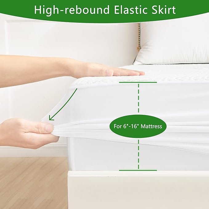 GOONIK 2 Pack Twin Size Mattress Protector, Breathable Bamboo Viscose Waterproof Twin Mattress Pad Cover with 6-16 inches Deep Pocket