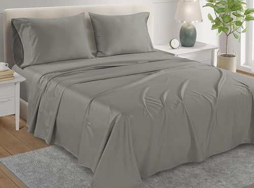 100% Cotton Sheets King Size Sheets Set, 15" Deep Pocket King Sheet Set, 800 Thread Count Sateen Weave Luxury Hotel Sheets, Naturally Cool Long Staple Egyptian Cotton, No Pilling & Shrink - Silver