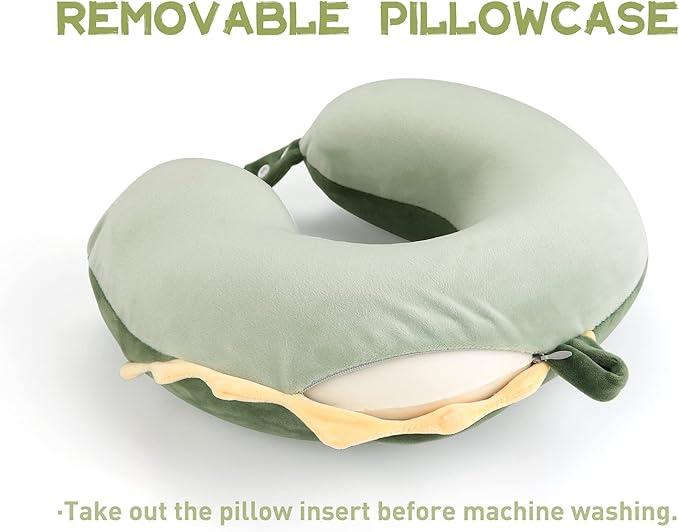 Niuniu Daddy Crocodile Kids Neck Pillow for Traveling, 100% Memory Foam Travel Pillow, Airplane Travel, Road Trip Essentials for Children Neck Support, Stop Head from Falling Forward to Sleep