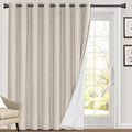 PrinceDeco Linen Blackout Curtains 100% Blackout Curtains 108 Inches Long Linen Look Patio Door Curtains Thermal Insulated Door Curtain for Living Room/Bedroom,W100 X L108 Inch, Natural