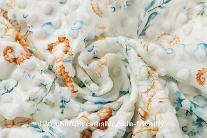 Dot Bassinet Sheet Set 2 Pack Stretch Fitted Bedside Sleeper Bassinet Sheets Sheets,Ultra Soft, for Baby Girls and Boys Blue, Seahorse