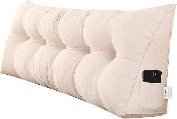 SAMTY Triangular Wedge Pillow headboard Queen Size for Couch Large headboard Pillow with Removable Cover Back Rest Pillows for Sitting up in Bed