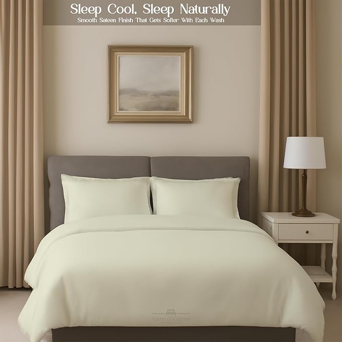 Sleeper Sofa 4 Piece Bed Sheet Set Premium Quality 100% Cotton 500 Thread Count, Smooth & Super Soft Sateen Weave, Extra Soft Bed Sheets, Wrinkle Free, 6 Inch Deep Pocket (Twin, Ivory)