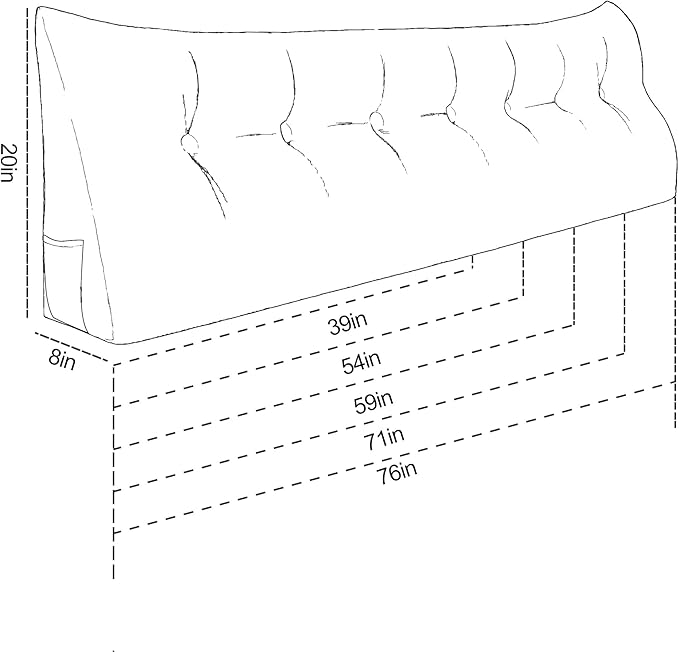 Bed Wedge Headboard Pillow - College Dorm Reading Pillow Back Support While Sitting in Bed - Ergonomic Lumbar Pillow Body Positioning Bed Pillow - Velvet Golden Yellow 54IN