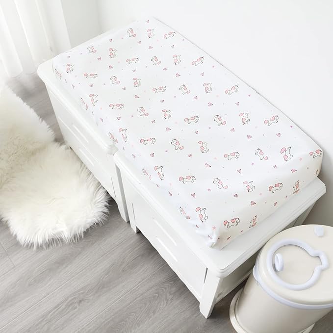Changing Pad Cover for Girls 2 Pack, Comfy & Breathable Changing Table Cover for 32''x16" Changing Table Pads, Diaper Changing Pad Cover, Pink