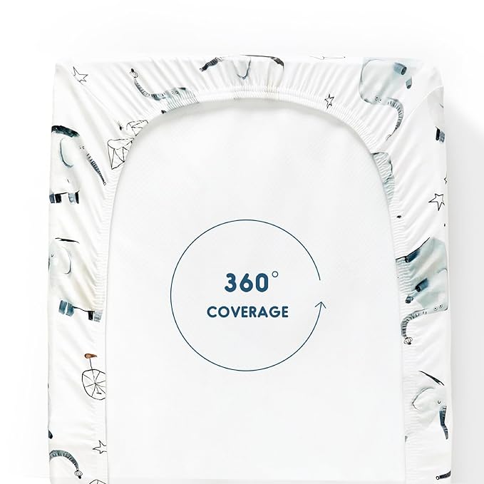 GRSSDER Stretch Ultra Soft Jersey Knit Changing Pad Cover Set 2 Pack, Change Table Pad Covers Fit 32"/34" x 16" Pads Safe and Snug, Cute Diaper Changing Pad Covers of Elephant Print