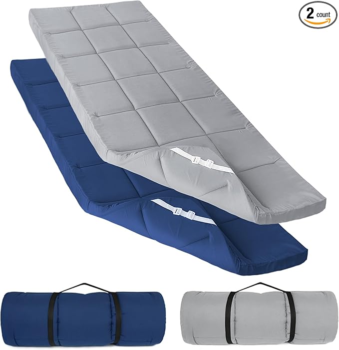 Cot Mattress Topper (Improved Thickness), Foam Quilted Pads for Camping, Soft Comfortable Sleeping Cot Mattress Pad Only, Camping Pad 75"x30" for Camp Cot/Rv Bunk/Narrow Twin Beds, Navy