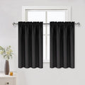DWCN Blackout Curtains for Living Room Thermal Insulated, Energy Saving & Noise Reducing Bedroom Curtains, Black, W 52x L 36 Inch, Set of 2 Rod Pocket Curtain Panels