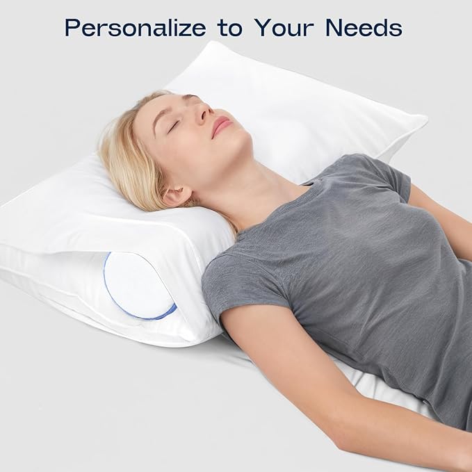 Neck Roll Cervical Pillow for Neck Pain Relief - Memory Foam Neck Pillow for Bed, Round Neck Pillows for Sleeping, 15.7 * 6 * 6inch (Blue-White)