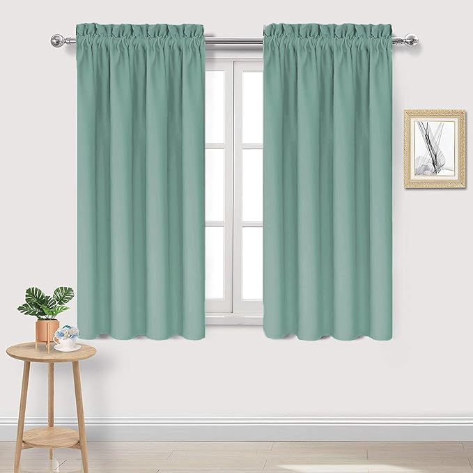 DWCN Blackout Curtains for Living Room Thermal Insulated, Energy Saving & Noise Reducing Bedroom Curtains, Sage Green, W 42x L 54 Inch, Set of 2 Rod Pocket Curtain Panels