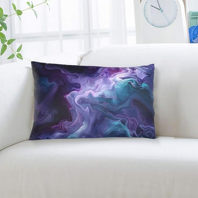 Purple Teal Turquoise Galaxy Nebulous 20x12 inches Throw Pillow Covers Cozy Square Pillowcases Home Decor for Bed Couch Sofa Office Living Room Cushion Covers
